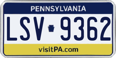 PA license plate LSV9362