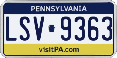 PA license plate LSV9363