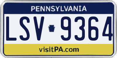 PA license plate LSV9364