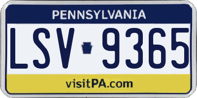 PA license plate LSV9365