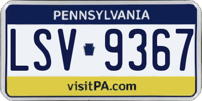 PA license plate LSV9367