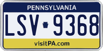 PA license plate LSV9368