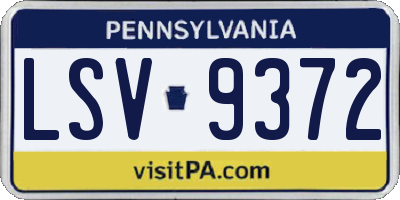 PA license plate LSV9372