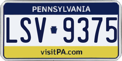 PA license plate LSV9375