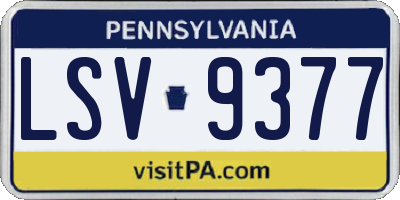 PA license plate LSV9377