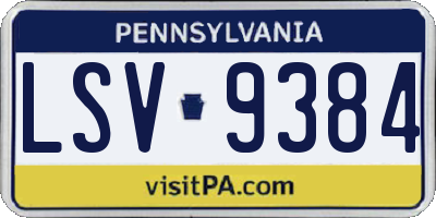 PA license plate LSV9384