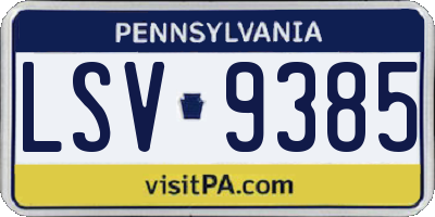 PA license plate LSV9385