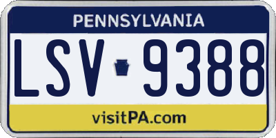 PA license plate LSV9388