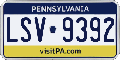 PA license plate LSV9392