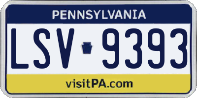 PA license plate LSV9393