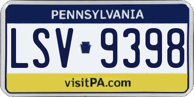 PA license plate LSV9398