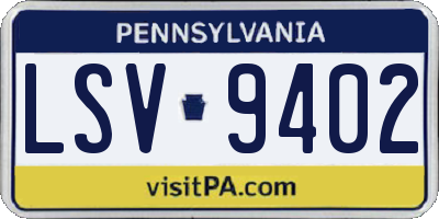PA license plate LSV9402