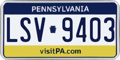 PA license plate LSV9403