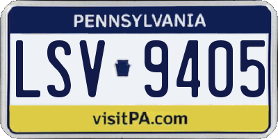 PA license plate LSV9405