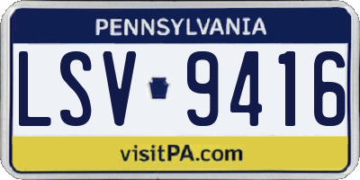 PA license plate LSV9416
