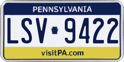 PA license plate LSV9422