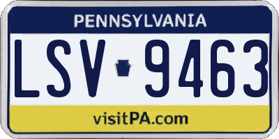PA license plate LSV9463
