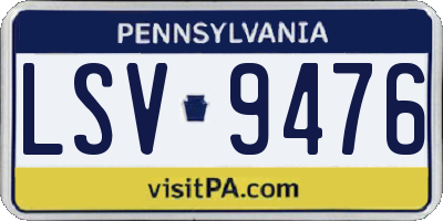 PA license plate LSV9476