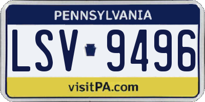 PA license plate LSV9496