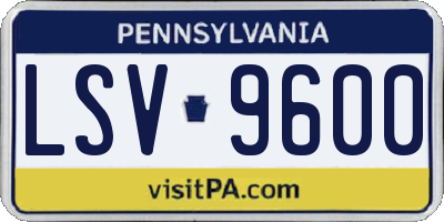 PA license plate LSV9600
