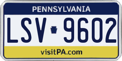 PA license plate LSV9602