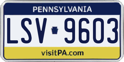 PA license plate LSV9603
