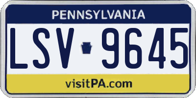 PA license plate LSV9645