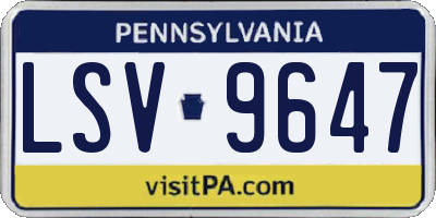 PA license plate LSV9647