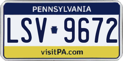 PA license plate LSV9672