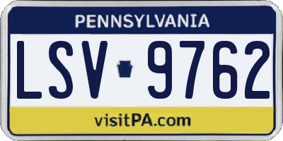 PA license plate LSV9762
