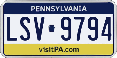 PA license plate LSV9794