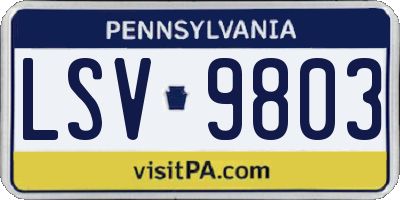 PA license plate LSV9803