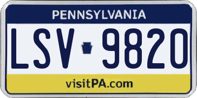 PA license plate LSV9820