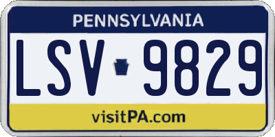 PA license plate LSV9829