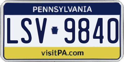 PA license plate LSV9840