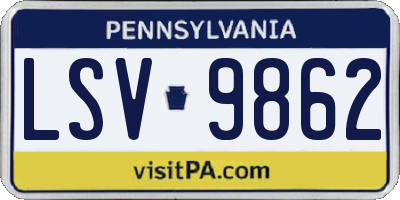 PA license plate LSV9862