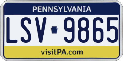 PA license plate LSV9865
