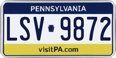 PA license plate LSV9872
