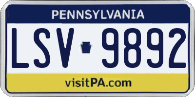 PA license plate LSV9892