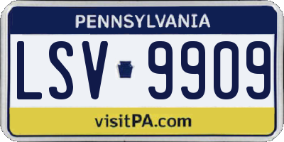 PA license plate LSV9909