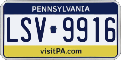 PA license plate LSV9916