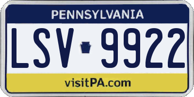 PA license plate LSV9922