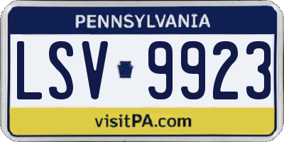 PA license plate LSV9923