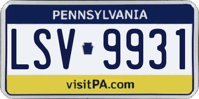 PA license plate LSV9931