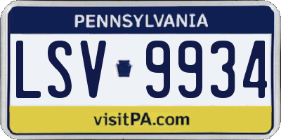 PA license plate LSV9934