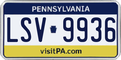 PA license plate LSV9936