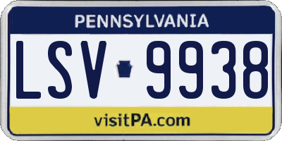 PA license plate LSV9938