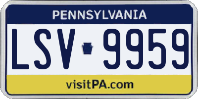 PA license plate LSV9959