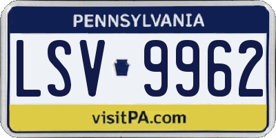 PA license plate LSV9962