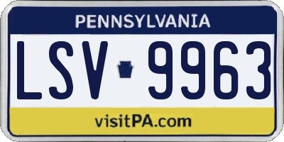 PA license plate LSV9963